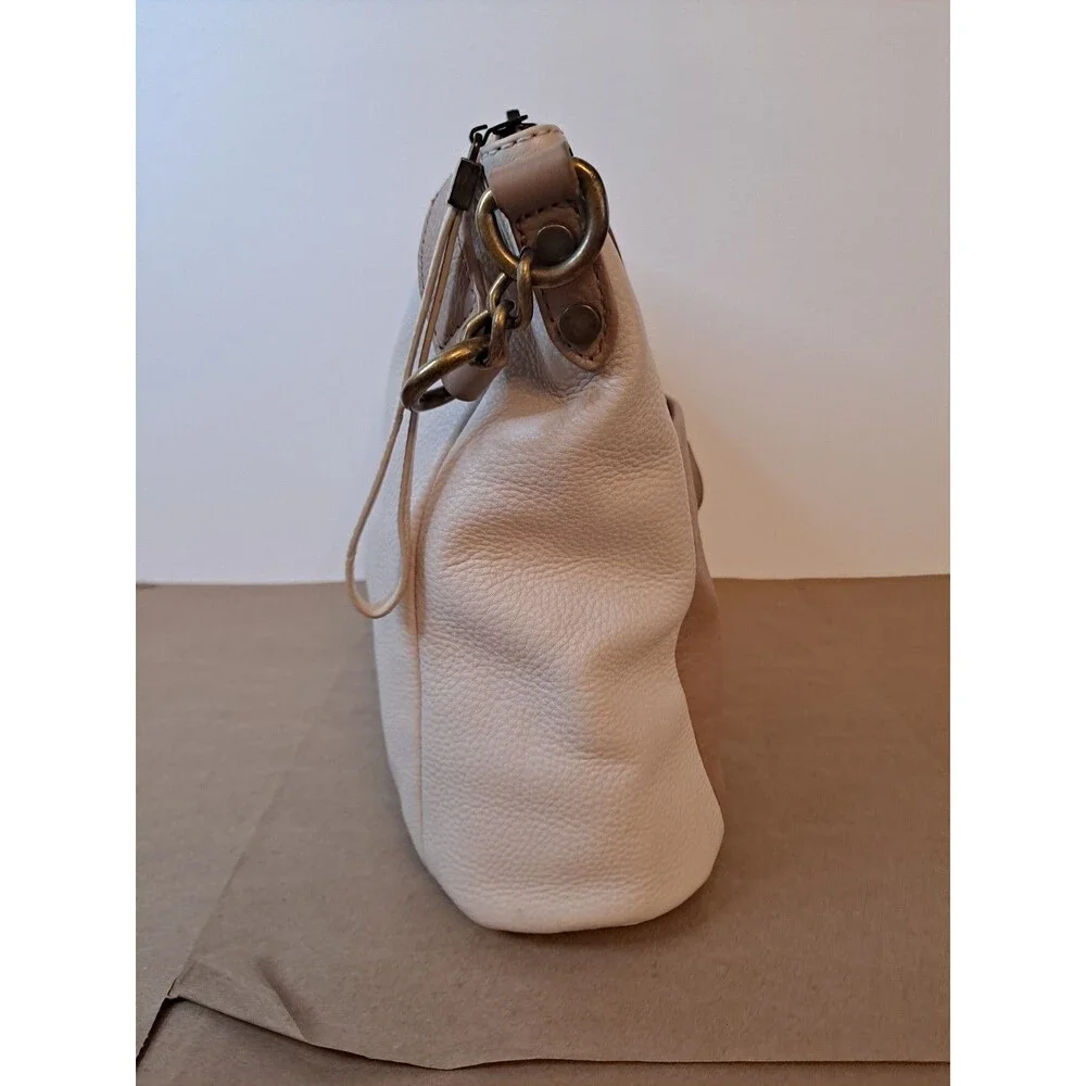 Elliot Lucca Pebbled Leather Coraline Hobo Bag Two-tone Beige Cream 12